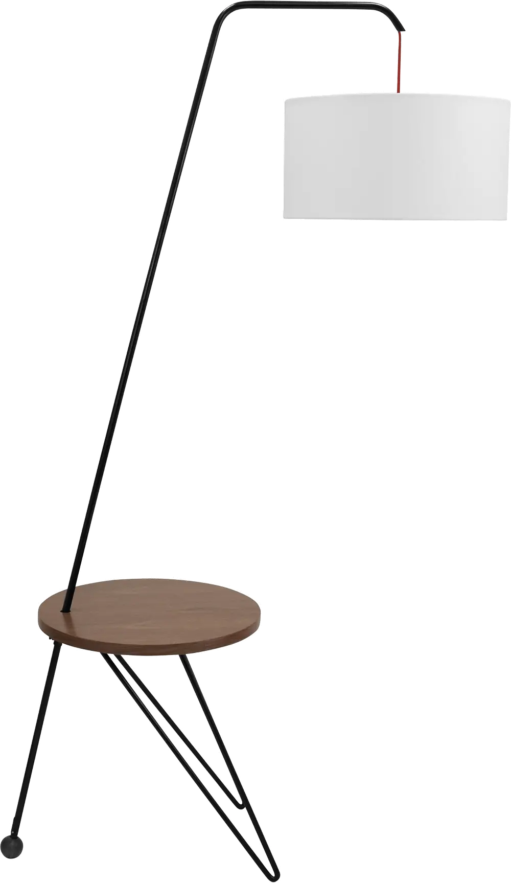 LS-STORK-WL-W Mid Century Modern Floor Lamp with Walnut Wood Accent Table - Stork-1