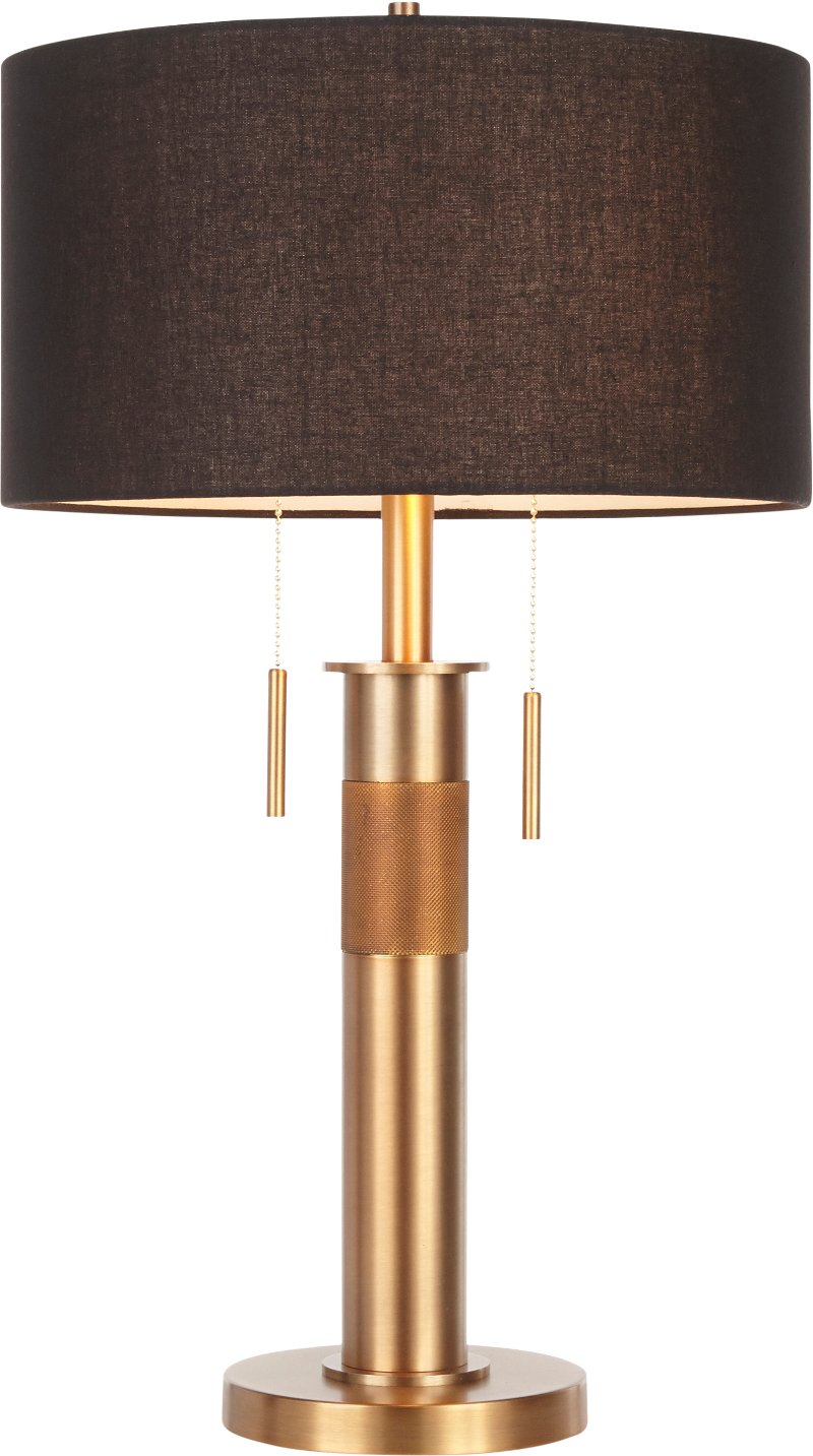 Antique Brass Industrial Table Lamp, Brass Lamps With Black Shades