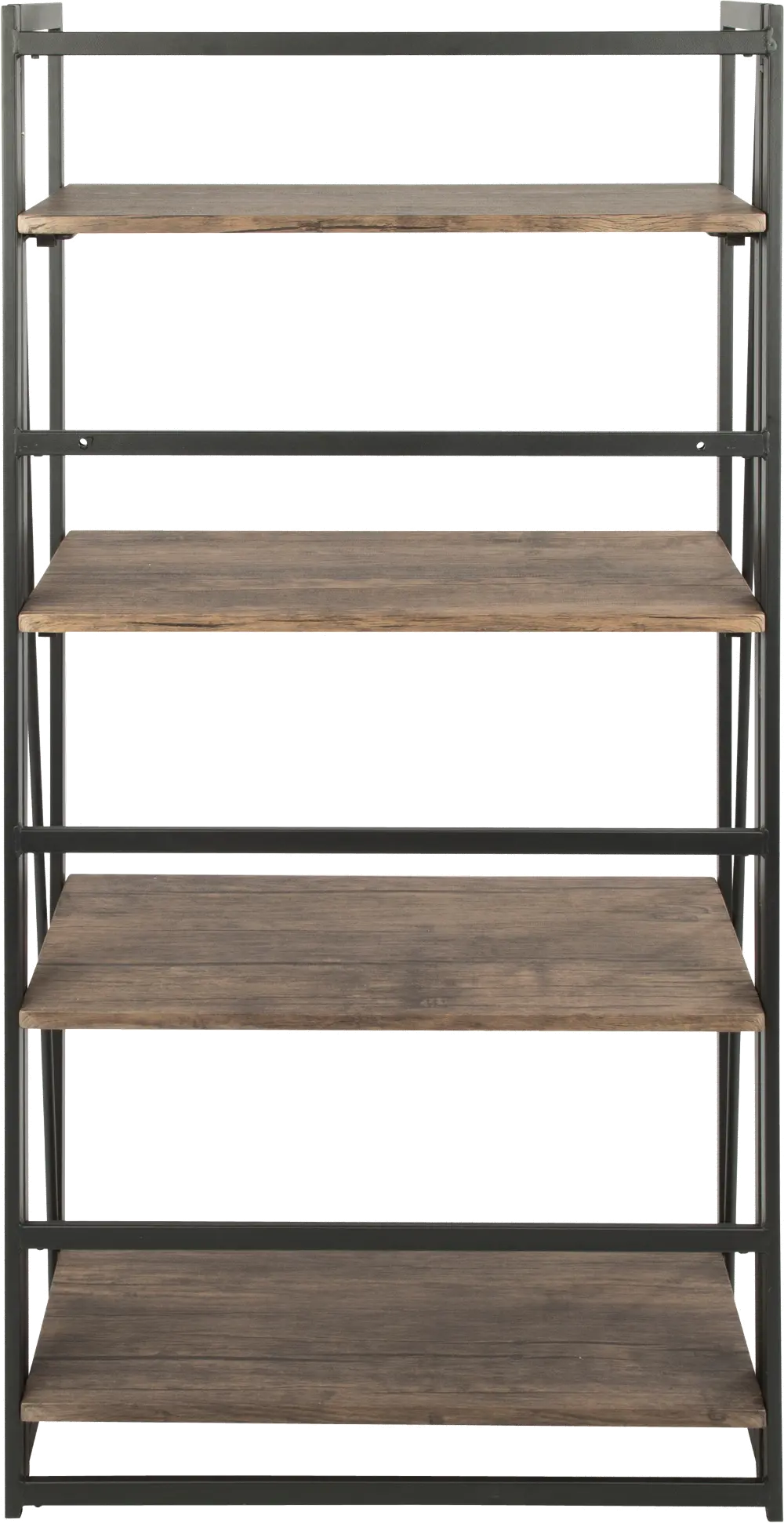 OBC-DKTA-BK-BN Industrial Black Metal and Wood Bookcase - Dakota-1