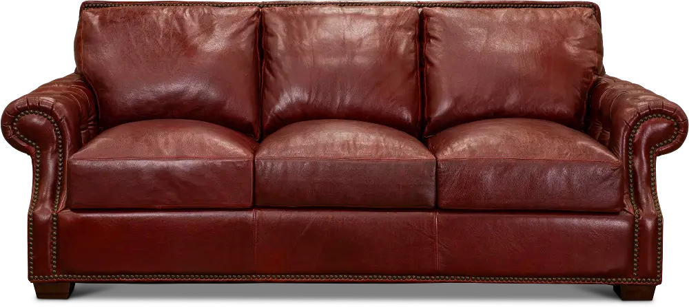 Contemporary Red Leather Sofa - Marsala-1