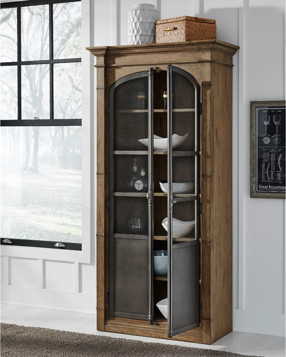 Industrial Wood and Metal Display Cabinet - Modern Eclectic-1