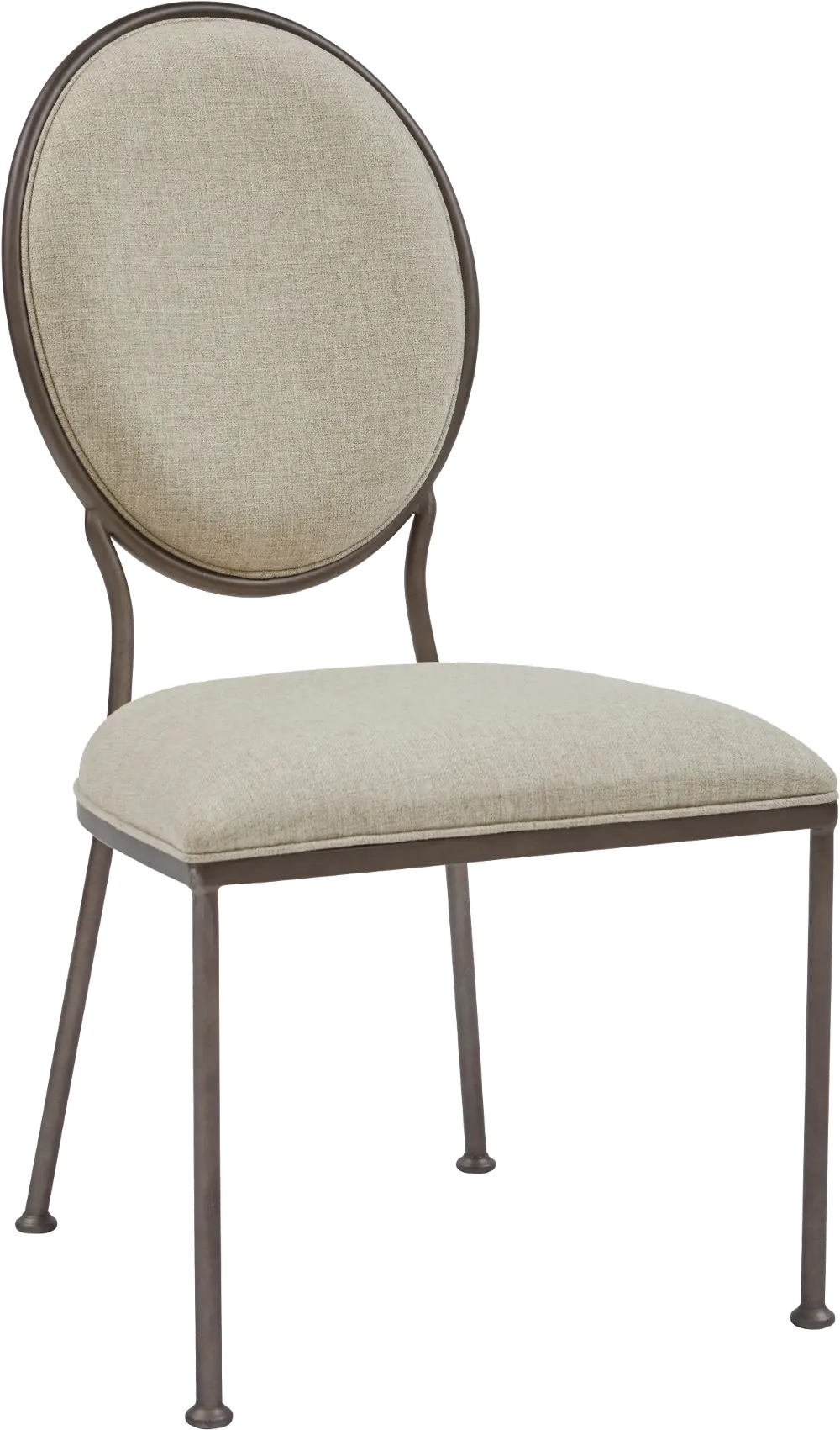 Contemporary Beige Metal Upholstered Dining Room Chair - Modern Eclectic-1