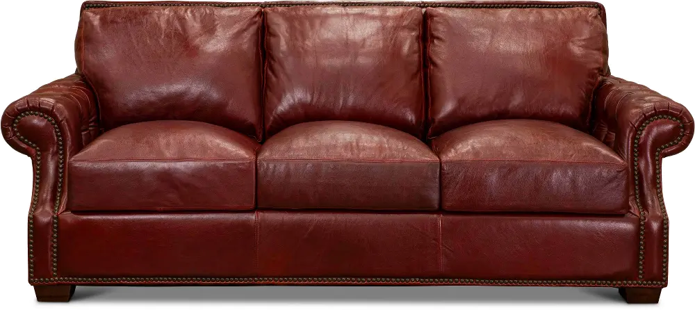 Contemporary Red Leather Sofa Bed - Marsala-1