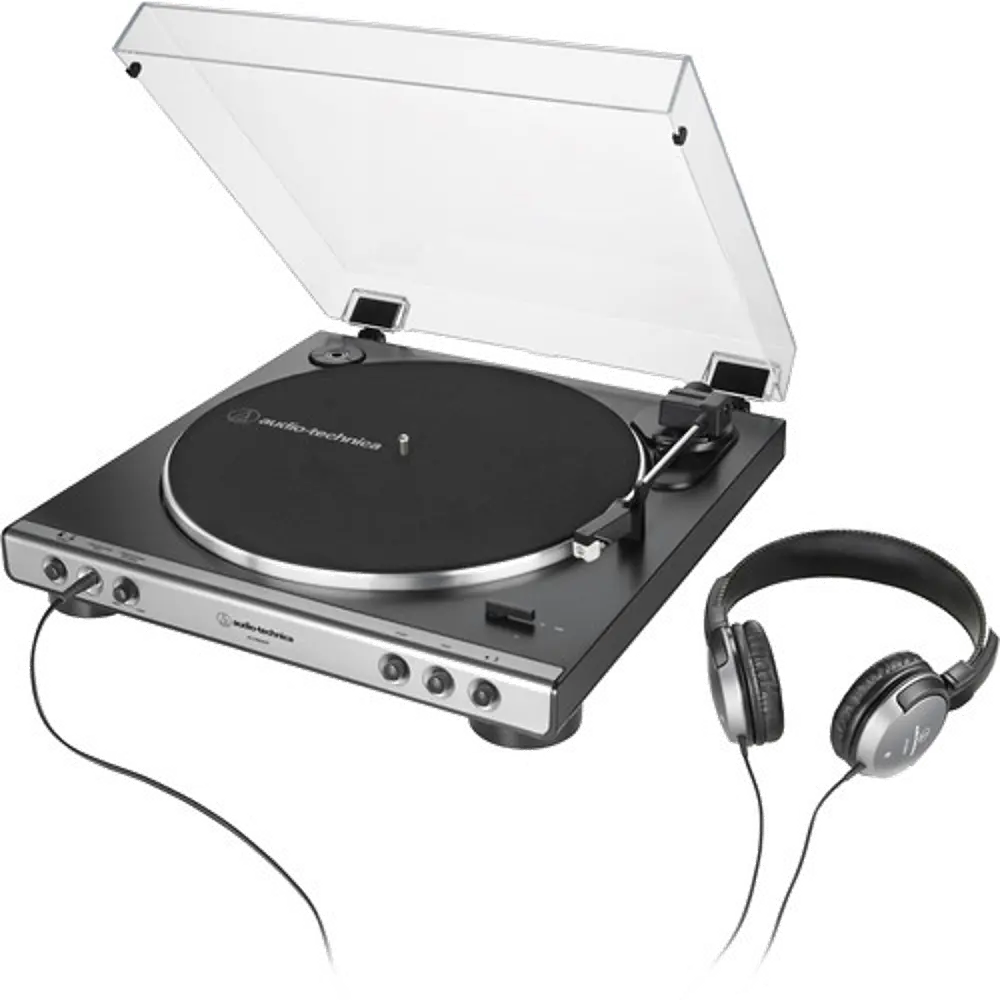 AT-LP60XHP/TURNTABLE WITH HEADPHONES Audio-Technica AT-LP60XHP Stereo Turntable with Headphones - Gunmetal & Black-1