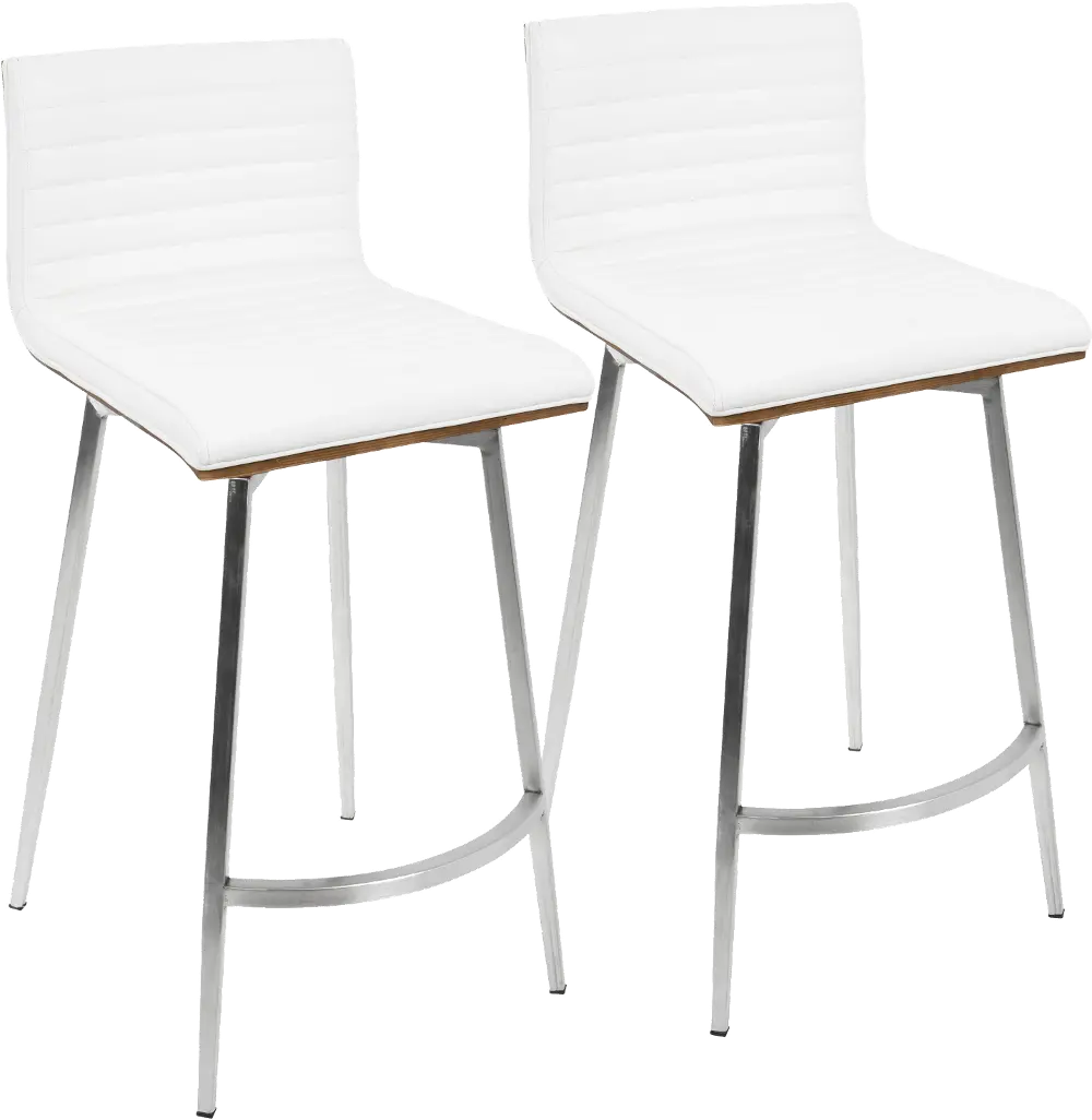 B26-MSNSW WLW2 Contemporary White Swivel Counter Height Stool (Set of 2) - Mason-1