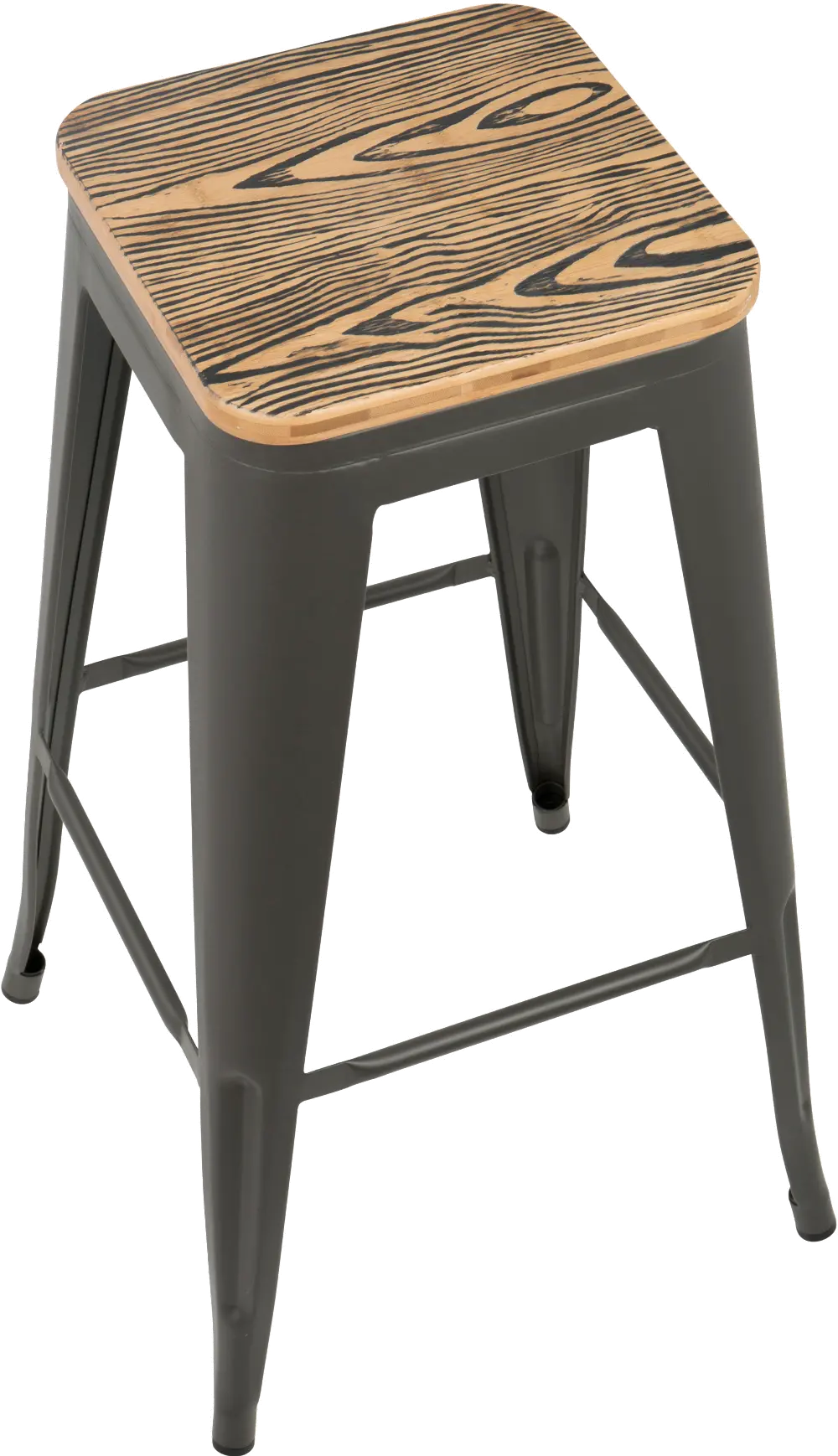 BS-TW-OR-BN-GY2 Industrial Gray Stackable Bar Stool (Set of 2)- Oregon-1
