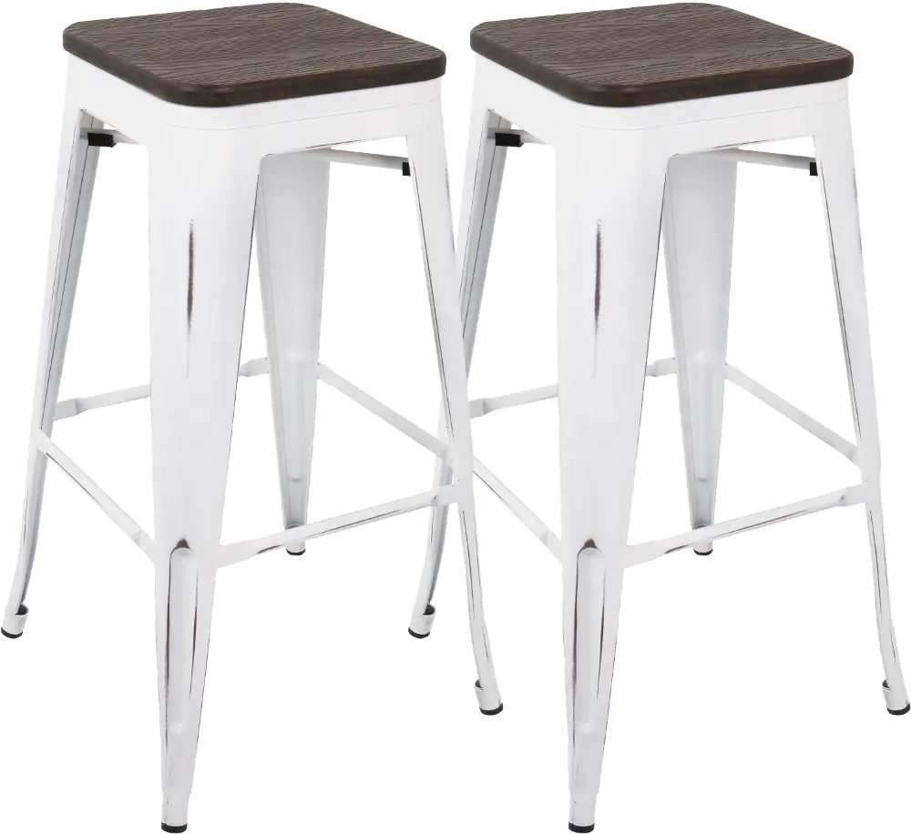 BS-OR-VW-E2 Industrial White Stackable Bar Stool (Set of 2)- Oregon-1