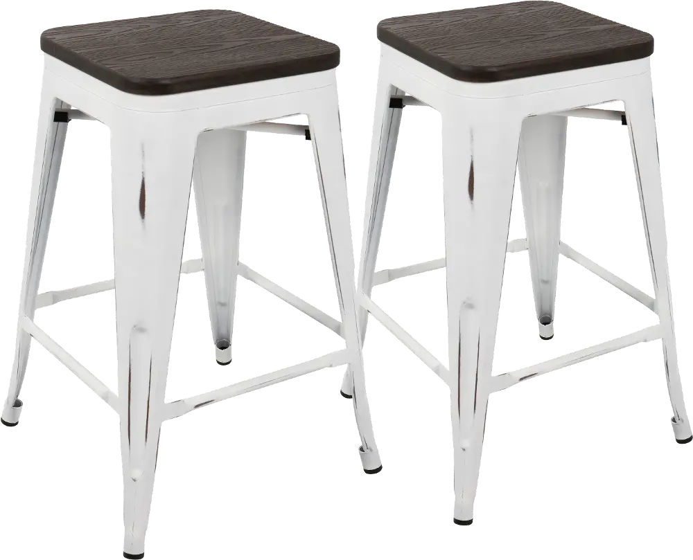 CS-OR-VW-E2 Industrial White Stackable Counter Height Stool (Set of 2)- Oregon-1
