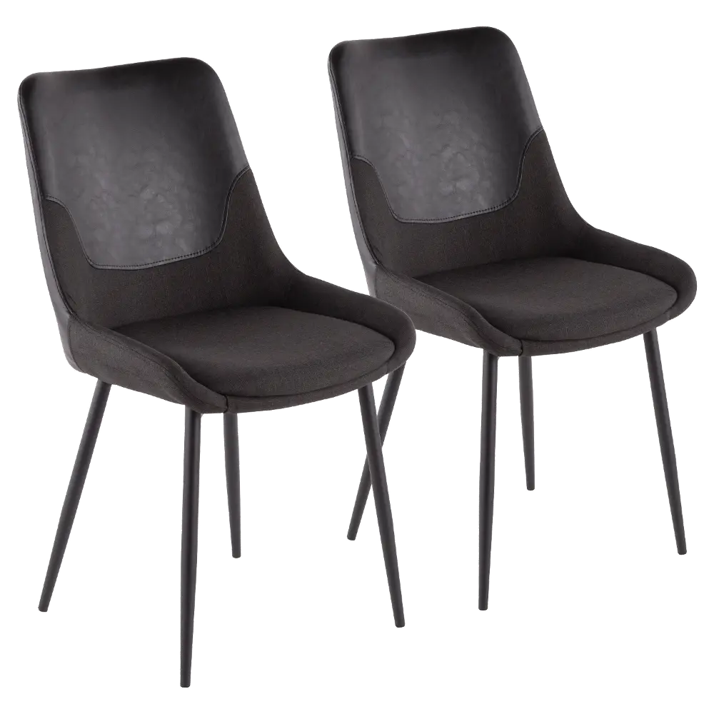 CH-WYN-BK-GYBK2 Gray Fabric and Black Faux Leather Chairs (Set of 2) - Wayne-1
