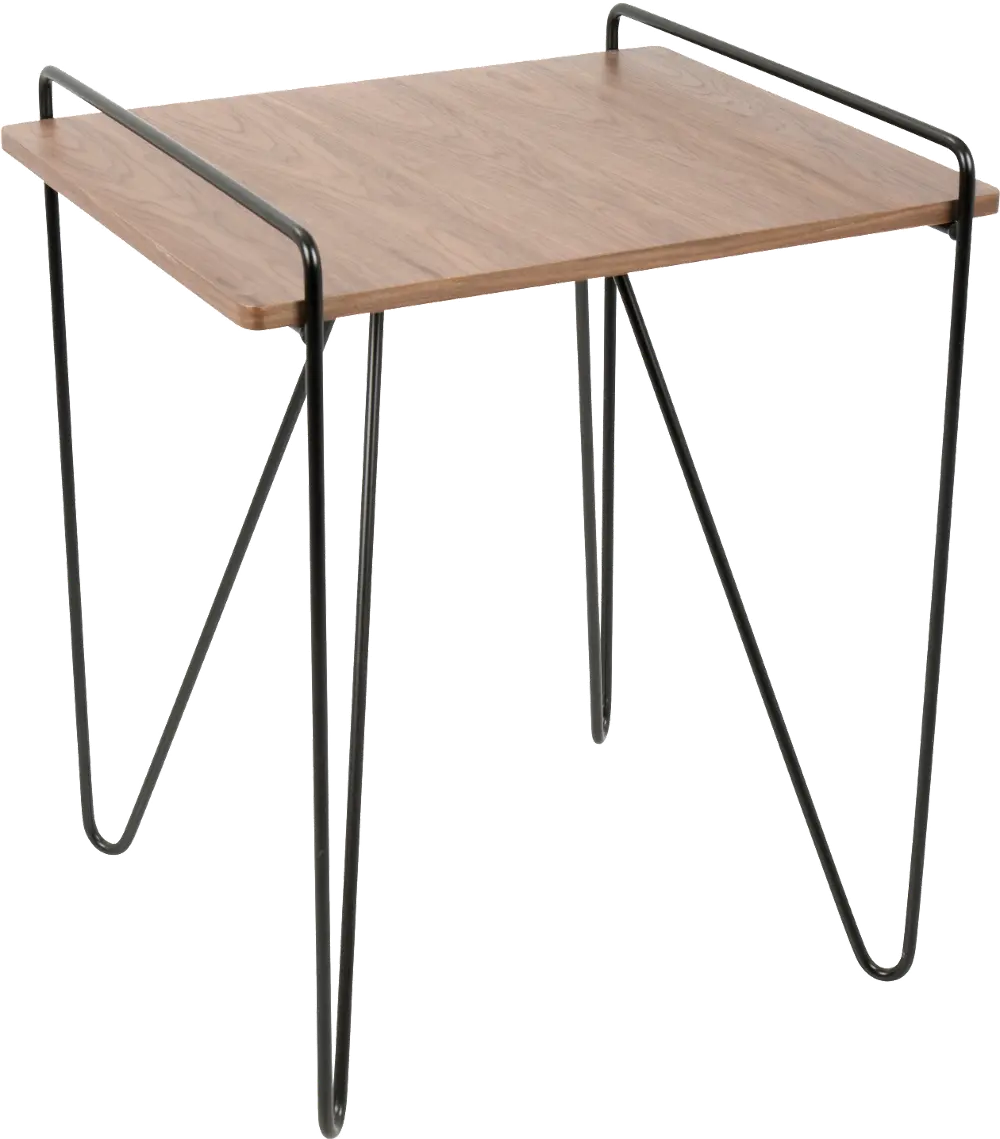 TBE-LOFT-WL-BK Mid Century Walnut End Table with Hairpin Legs - Loft-1