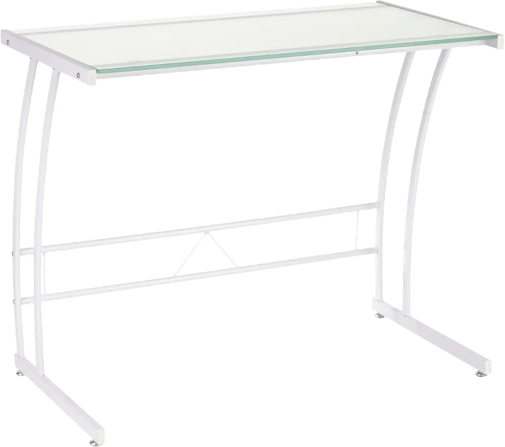 OFD-TM-BITSGL-W White Metal and Glass Computer Desk - Sigma-1