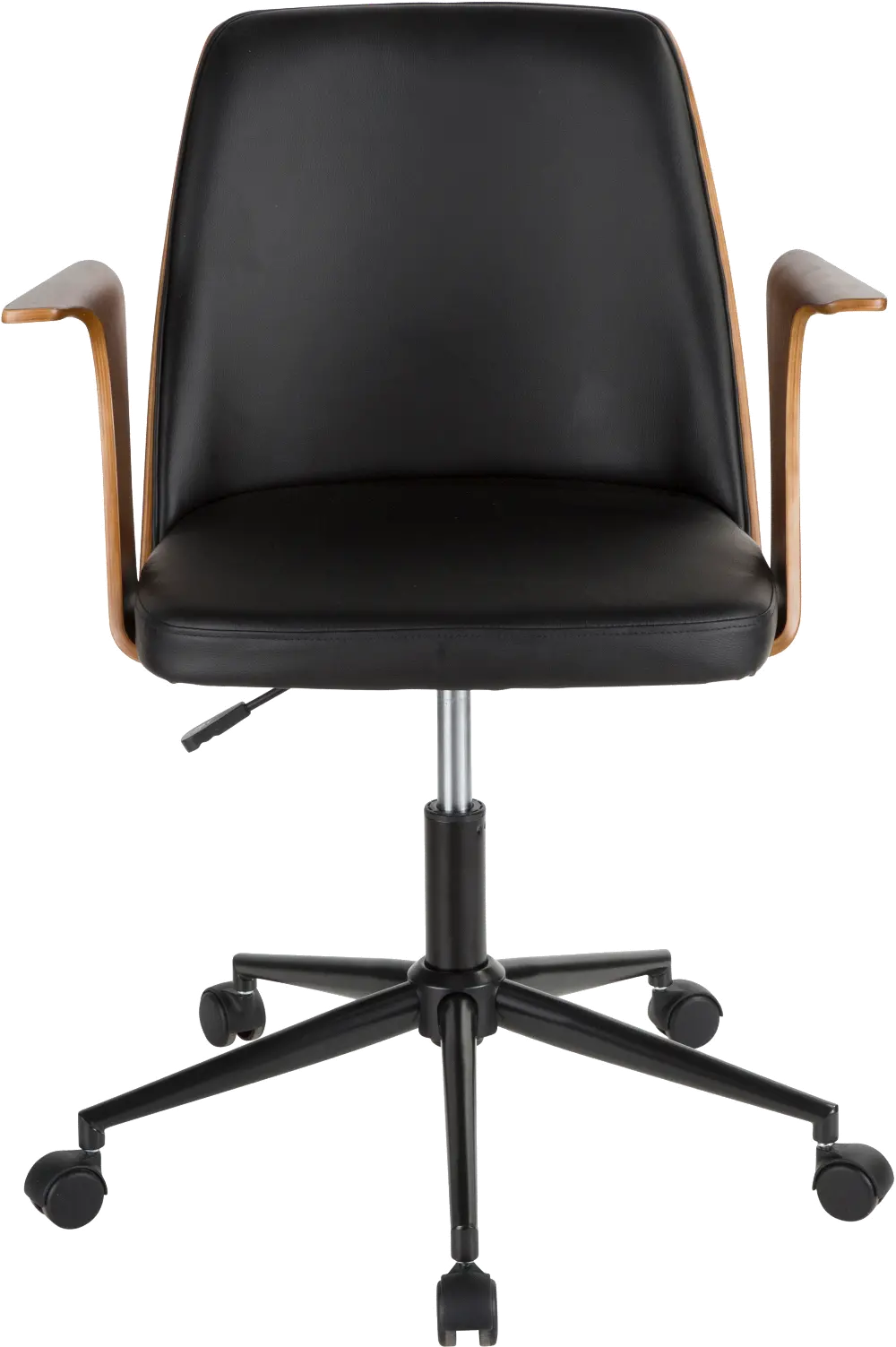 OC-VRDNA-WL-BK Black and Walnut Mid Century Office Chair - Verdana-1