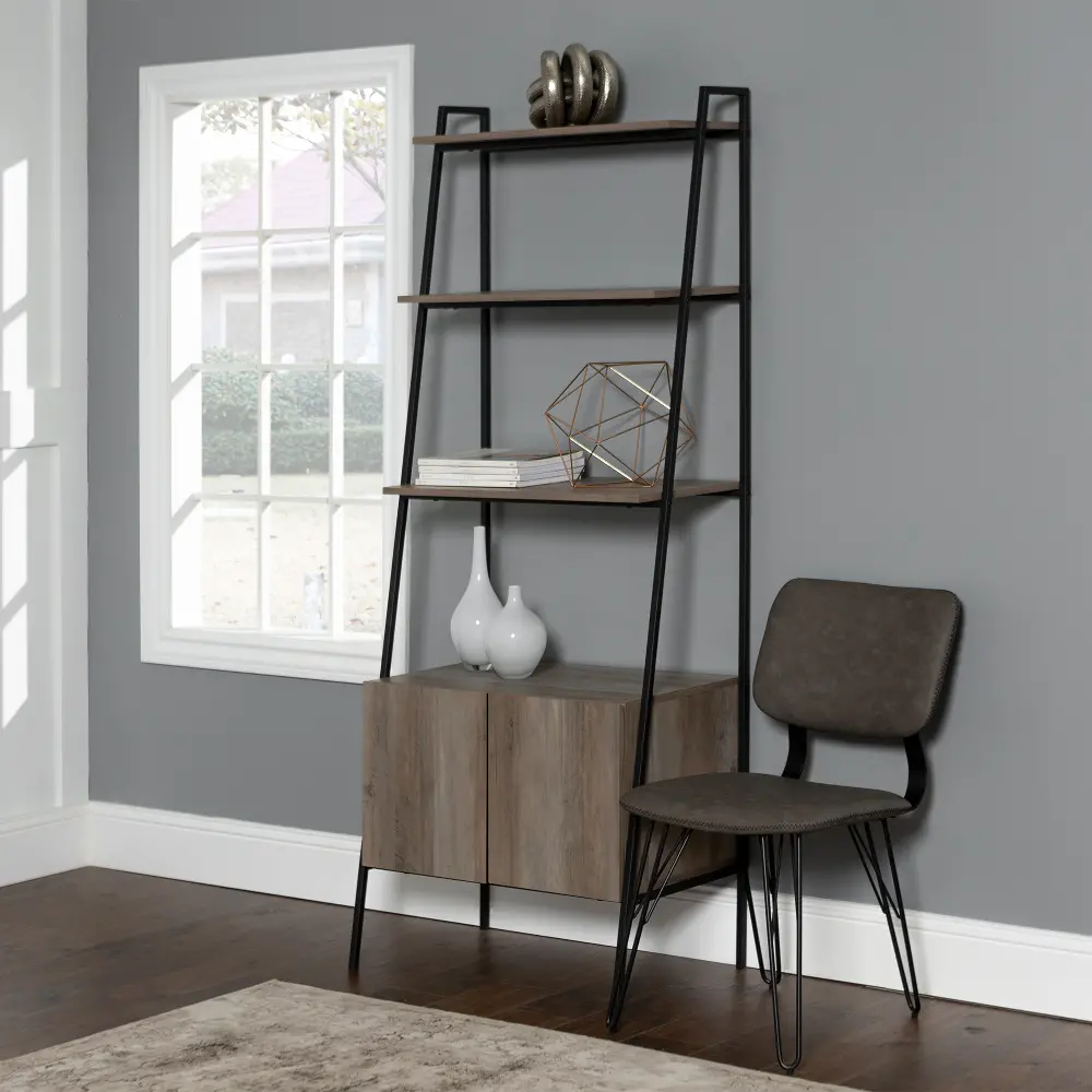 BS72ARSTGW Arlo Weathered Gray 72 inch Gray Ladder Bookcase-1