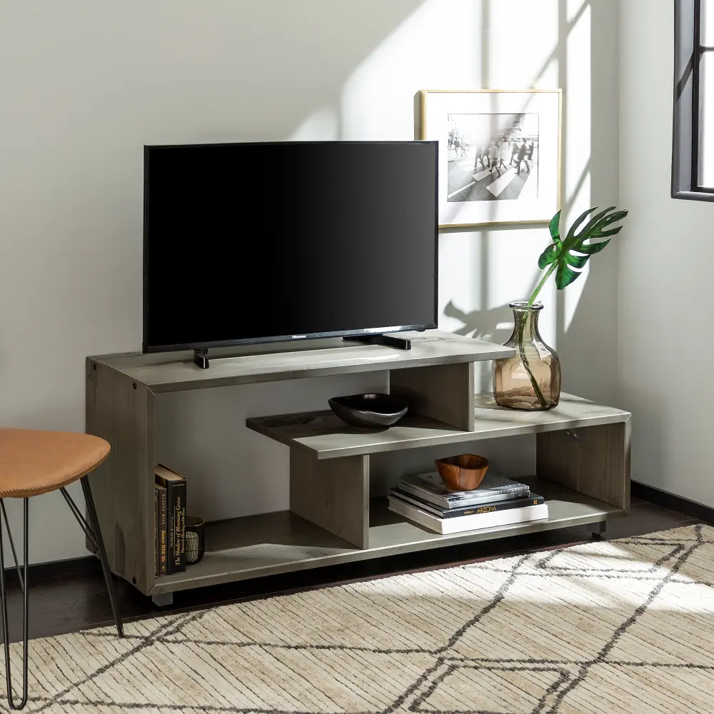 W60RSWGY Gray 60 inch Wood TV Stand - Rustic-1