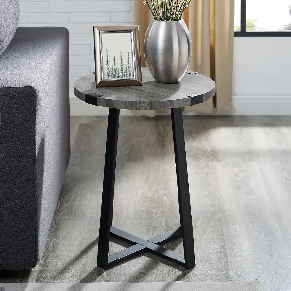 Slate Gray Rustic Side Table Metal, Gray Rustic Side Table