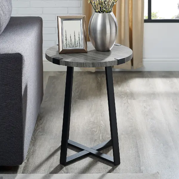 Slate Gray Rustic Side Table Metal Wrap Rc Willey Slate Gray Rustic Side Table Metal, Gray Rustic Side Table