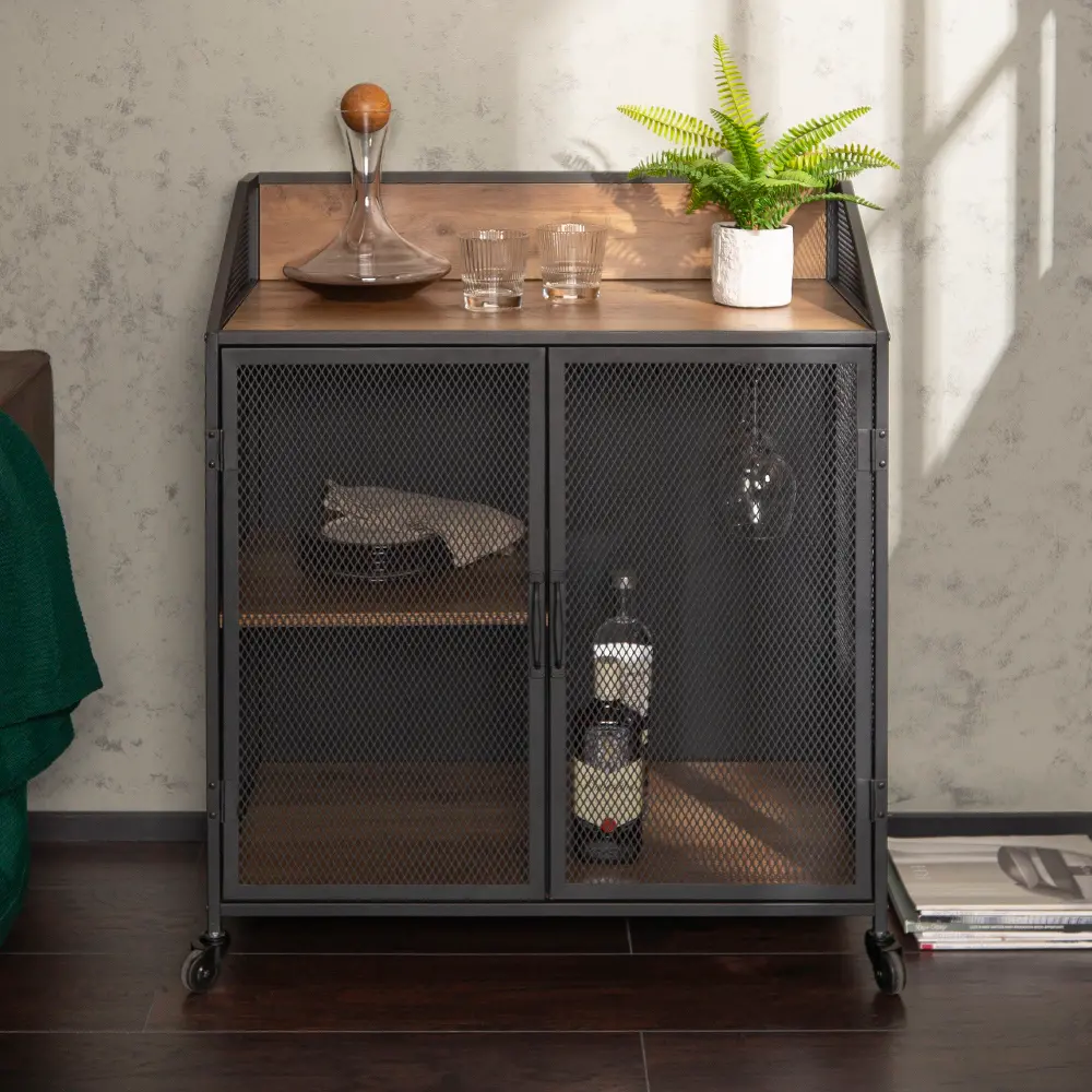 BU33SOIBCRO Avery Rustic Oak 33 Inch Bar Cabinet - Walker Edison-1