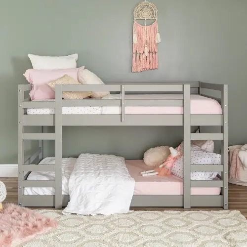 Gray Low Twin-over-Twin Bunk Bed - Walker Edison