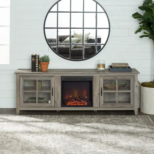 Fallon Gray Wash 70 Inch Fireplace TV Stand Walker Edison