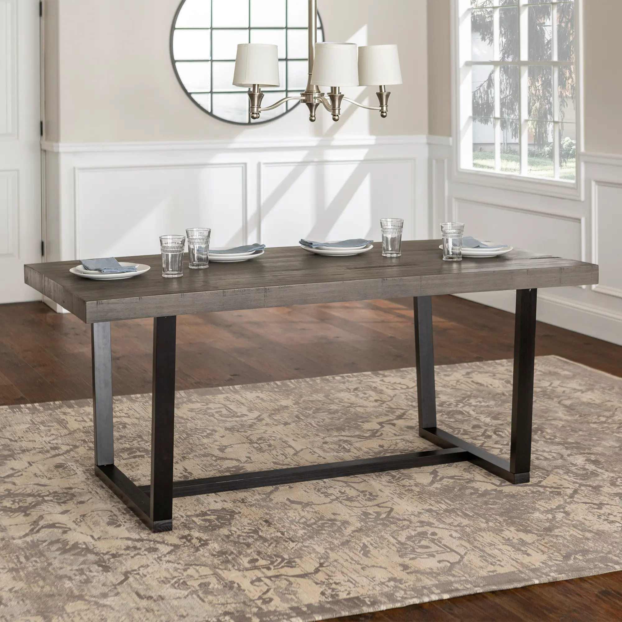 TW72DSWGY Argon Rustic Gray 72 Inch Dining Room Table - Walk sku TW72DSWGY