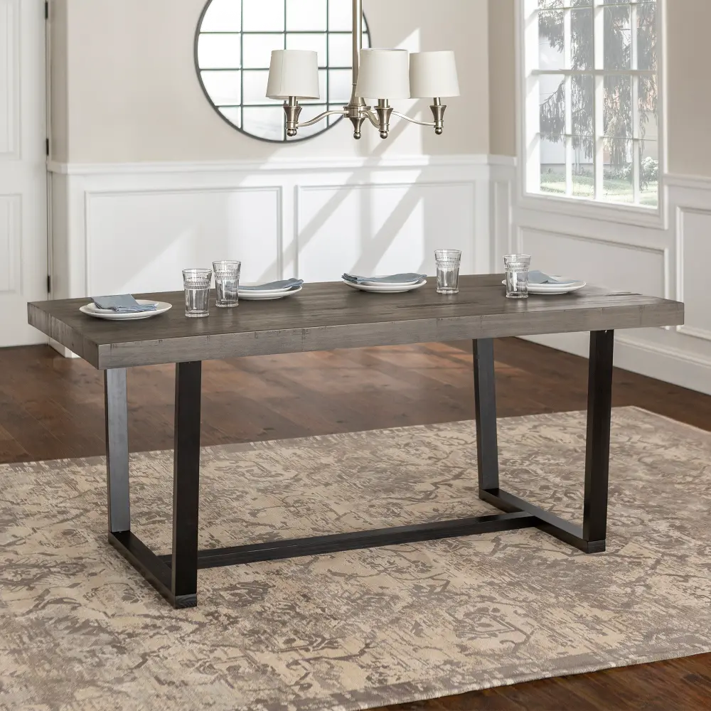 TW72DSWGY Argon Rustic Gray 72 Inch Dining Room Table - Walker Edison-1