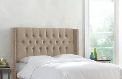 Beige Tufted Wingback King Upholstered, Zoe Queen Tufted Bed In Linen Talc