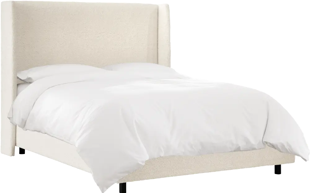 432BEDSHPSNTR Sheepskin Natural White Queen Upholstered Bed-1