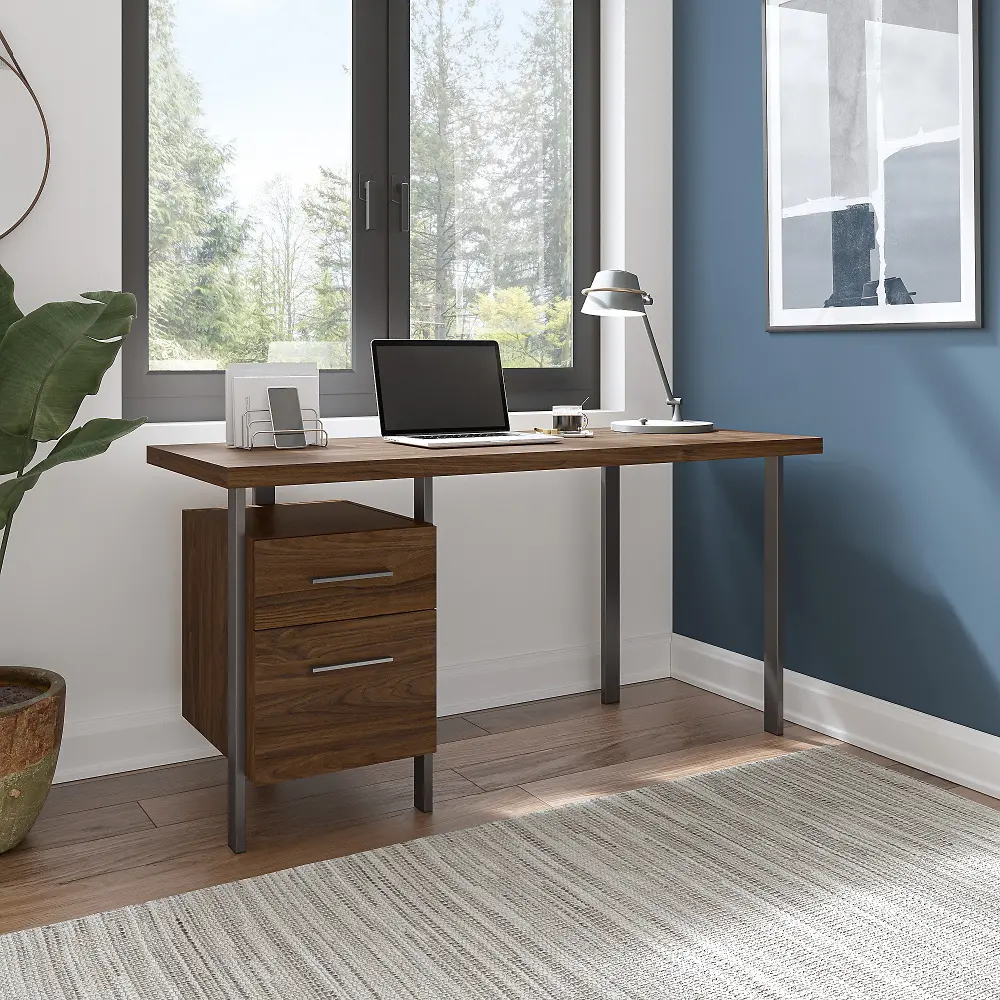 ACD160MW-03 Modern Walnut 60 inch Writing Desk with Drawers - Architect-1