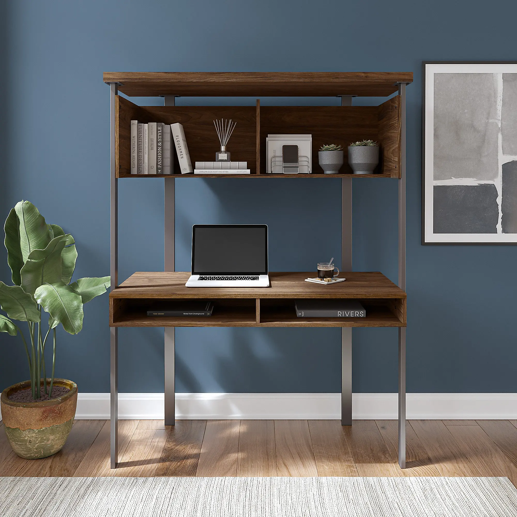 Walnut Small Computer Desk with Hutch - Bush Furniture