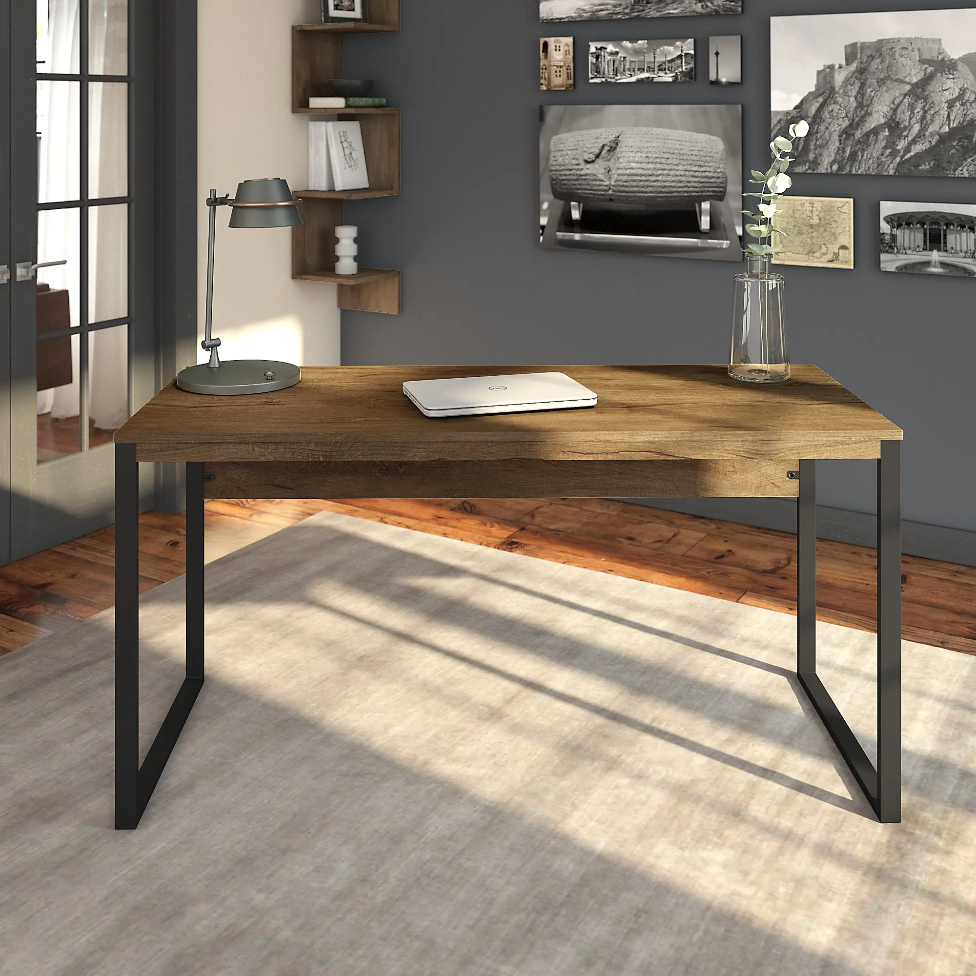 Latitude Rustic Brown 60 Inch Writing Desk - Bush Furniture