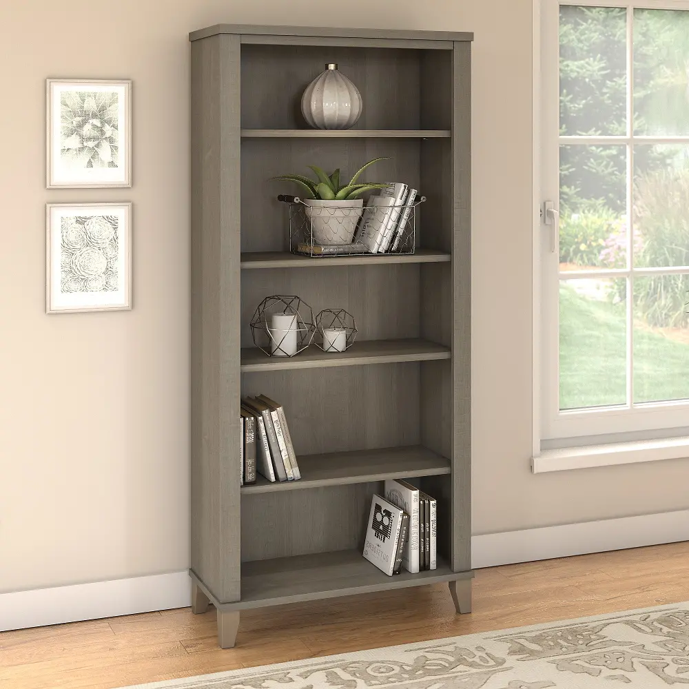 WC81665 Somerset Ash Gray 5 Shelf Bookcase-1