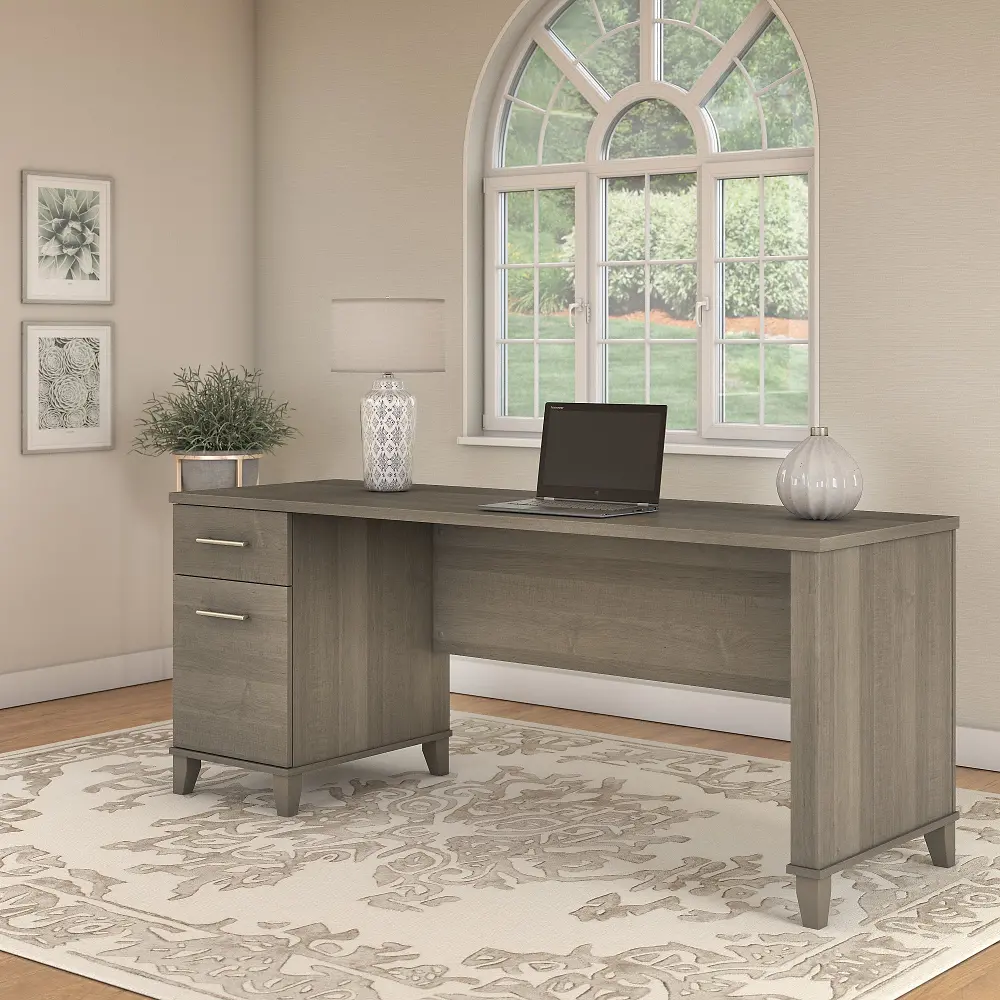 WC81672 Somerset Ash Gray Office Desk with Drawers-1