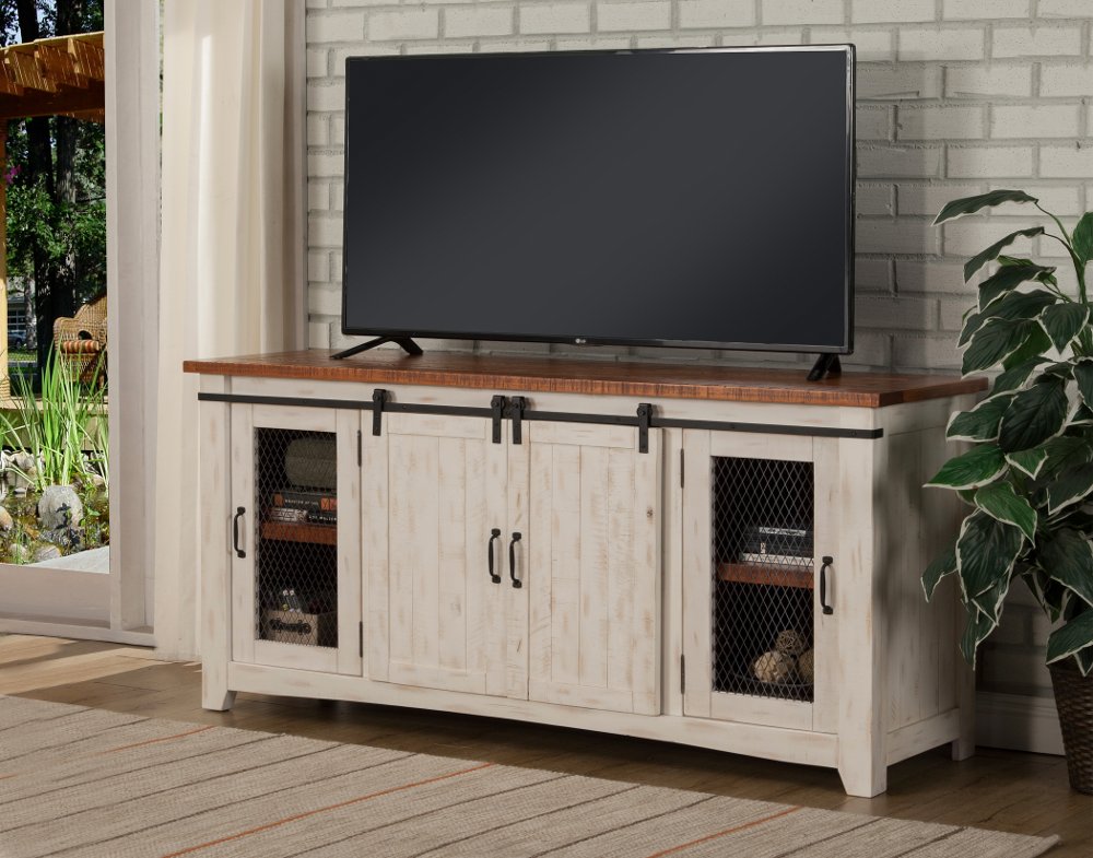 Camden White Wash and Barnwood TV Stand