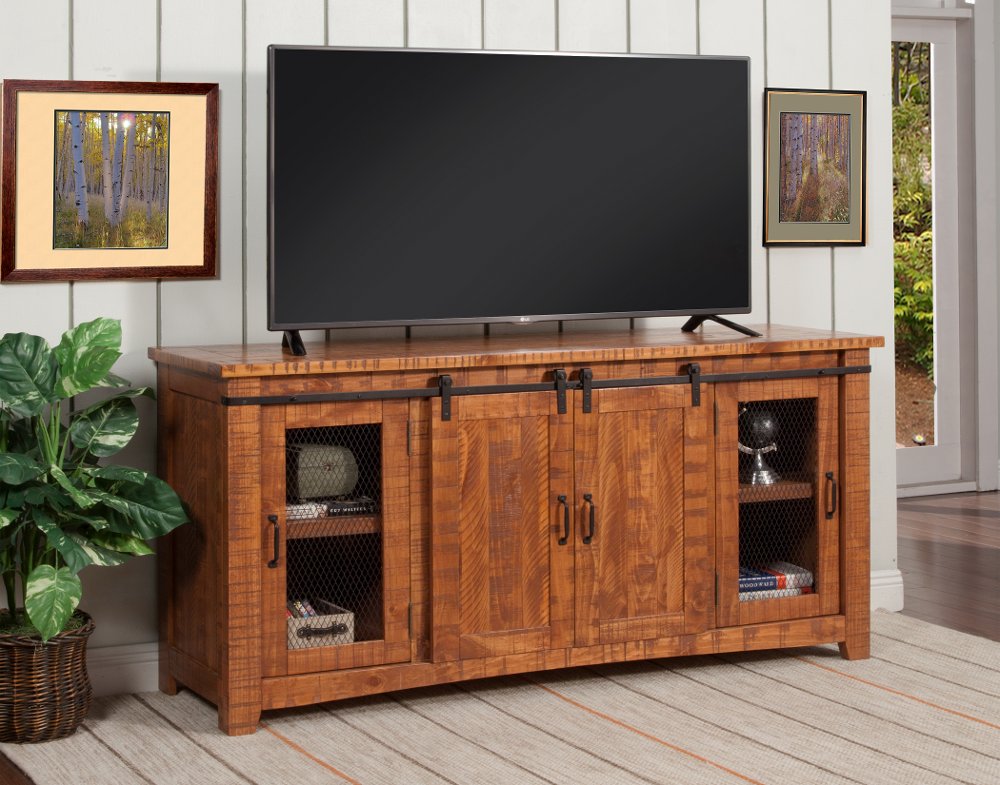 111785022 Camden Honey Pine Farmhouse TV Stand sku 111785022