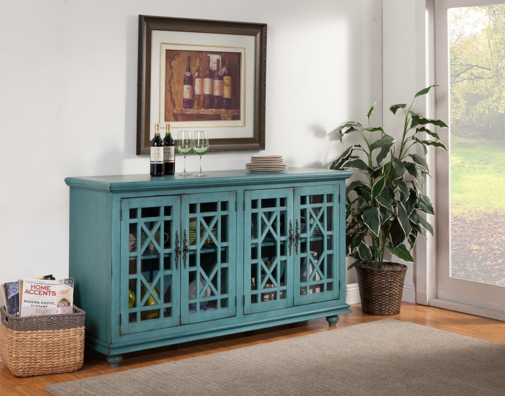 111785250 Jules Glam Teal TV Stand sku 111785250