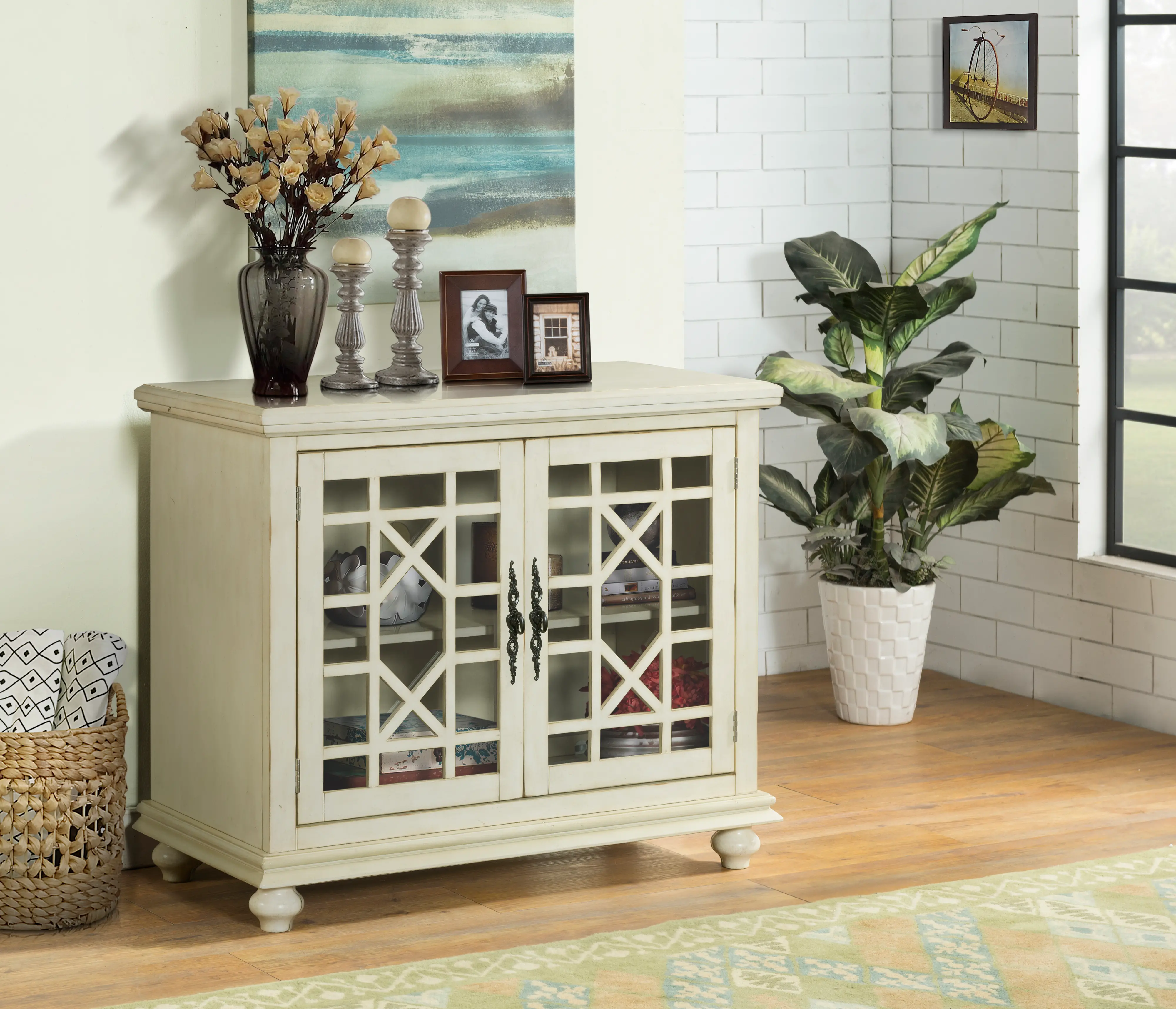 91033 Jules Antique White 38 Inch TV Stand sku 91033