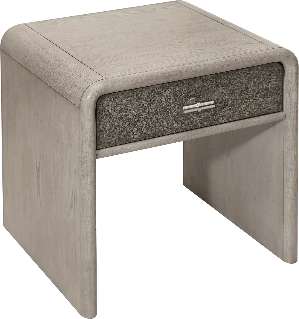 Gray Oak and Shagreen End Table - Modern Eclectic-1