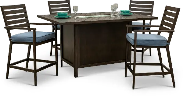 Adeline 5 Piece Patio Fire Counter Height Dining Set Rc Willey Adeline 5 Piece Patio Fire Counter, Patio High Top Table Set With Fire Pit