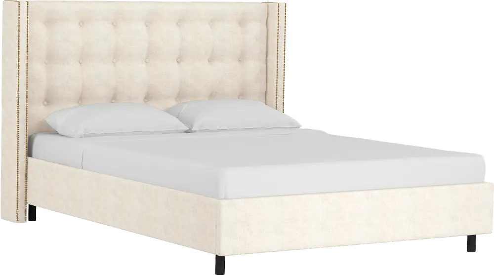 534NBPBD-BRLNNTLC Wingback Linen Off-White California King Upholstered Bed-1