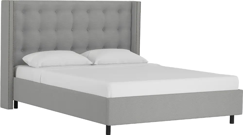 534NBPBD-PWLNNGR Wingback Linen Gray California King Upholstered Bed-1