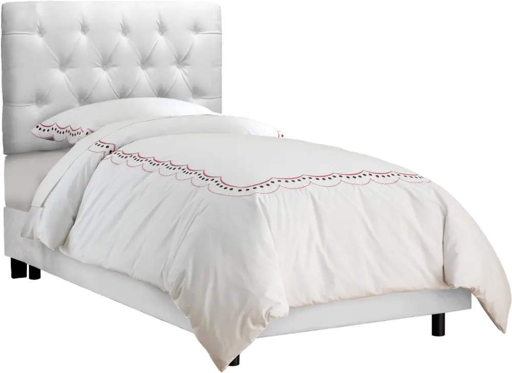 540BEDVLVWHT Tufted Velvet White Twin Upholstered Bed-1