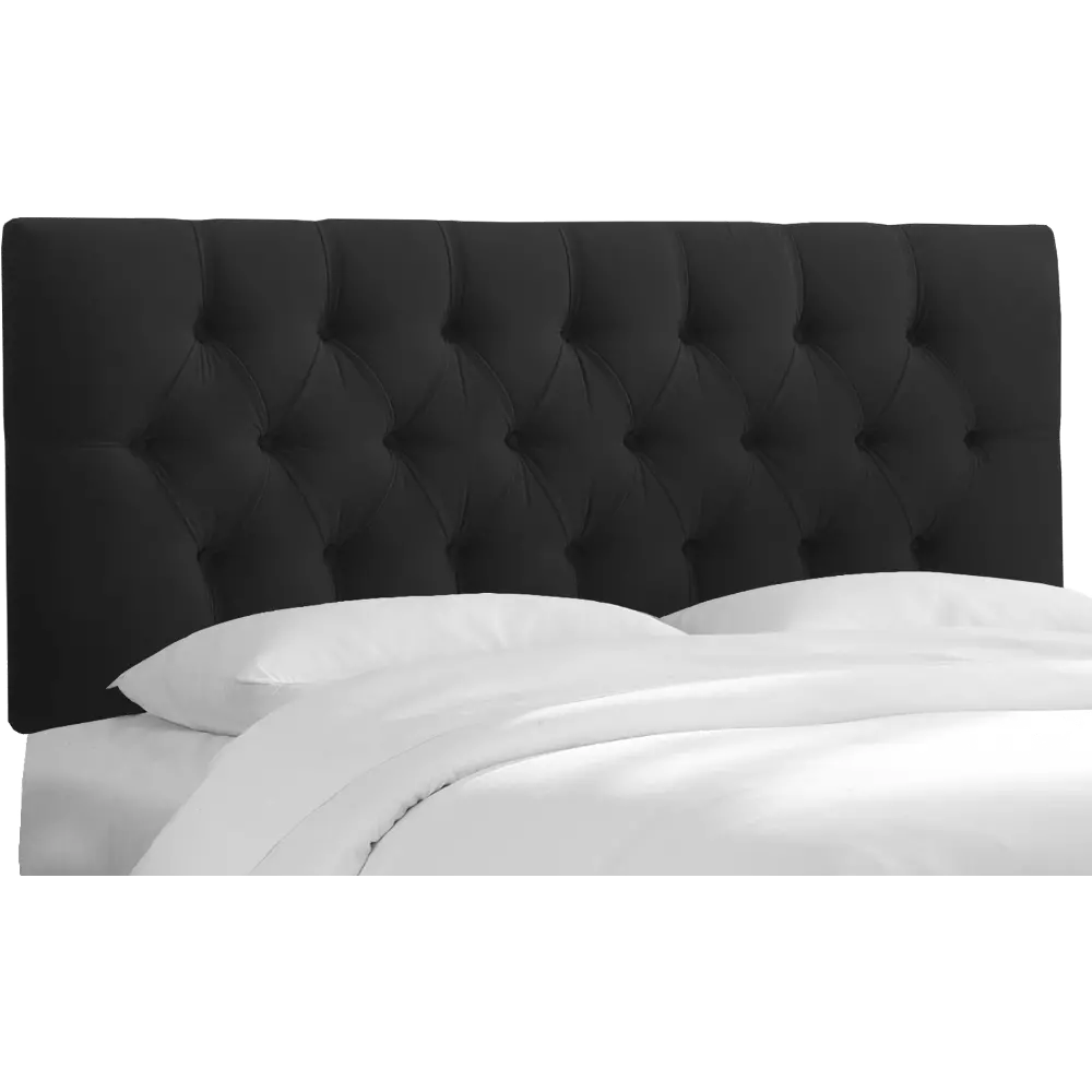 542QVLVBLC Julia Velvet Black Tufted Queen Upholstered Headboard - Skyline Furniture-1
