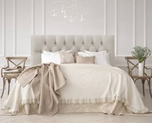 Gray velvet store queen headboard