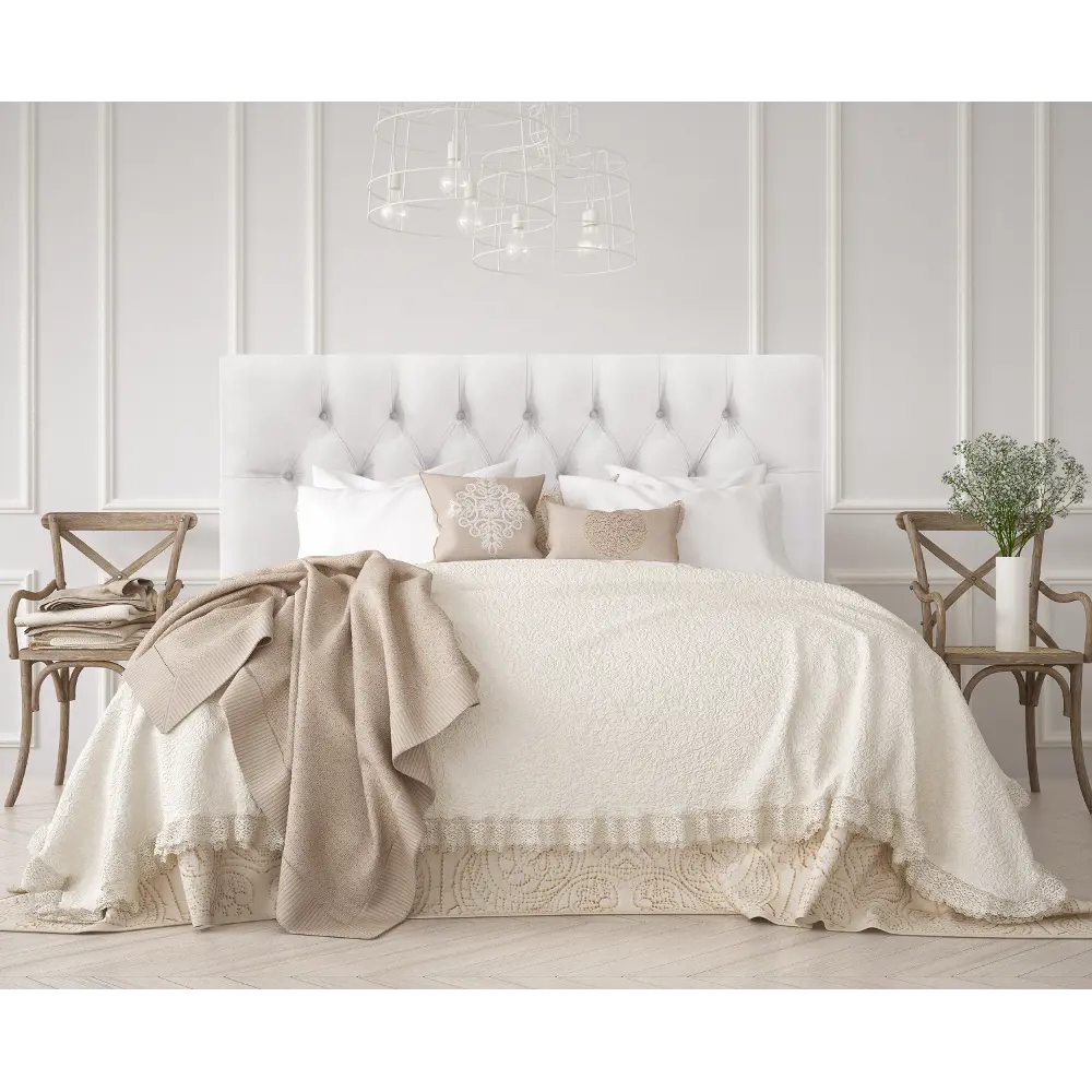543KVLVWHT Julia Velvet White Tufted King Upholstered Headboard - Skyline Furniture-1