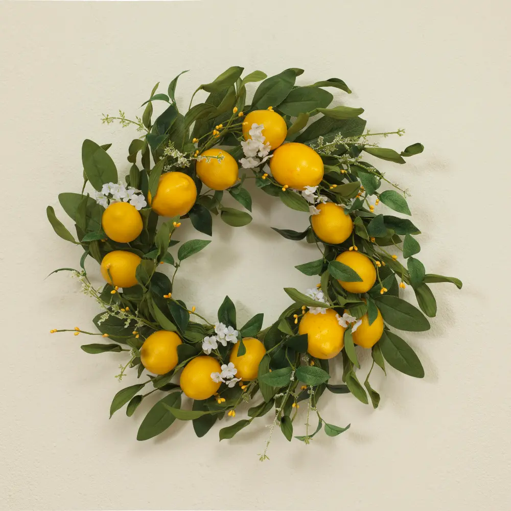 24 Inch Yellow Lemon and Green Wreath Arrangement-1