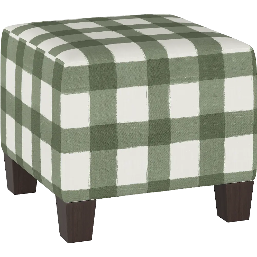 57-2BFLSQRSG Green Plaid Buffalo Check Square Ottoman - Skyline Furniture-1