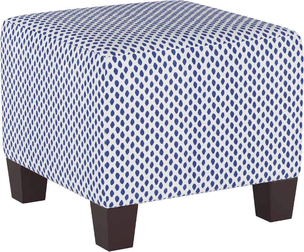 57-2SHRMDNWHTFLX Blaire Blue Polk Dot Square Ottoman - Skyline Furniture-1