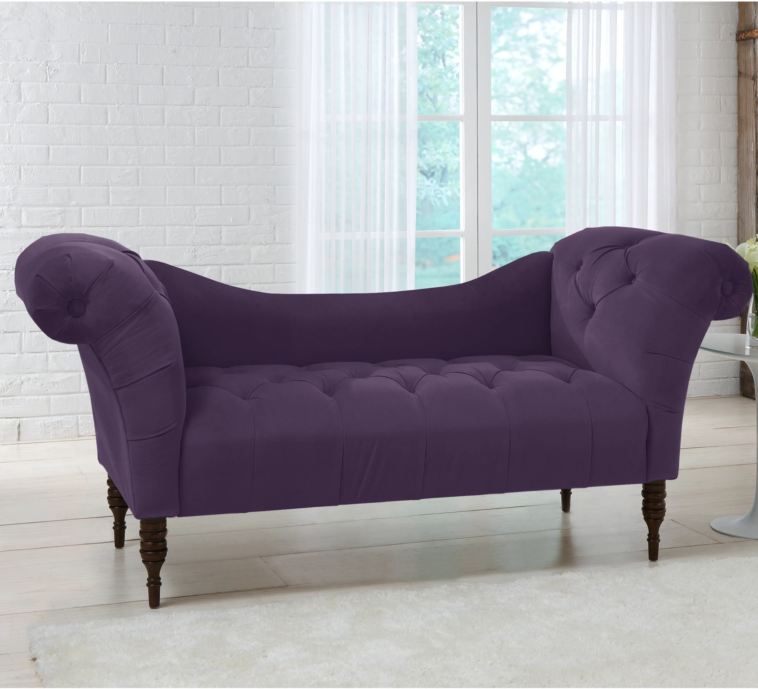 6006VLVABR Edith Purple Velvet Tufted Lounge Chaise - Skyline sku 6006VLVABR
