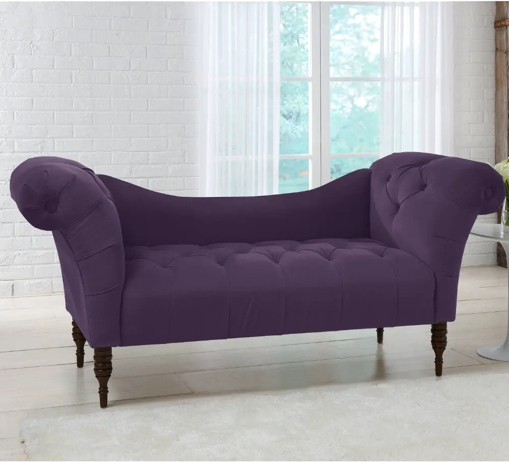 6006VLVABR Edith Purple Velvet Tufted Lounge Chaise - Skyline Furniture-1