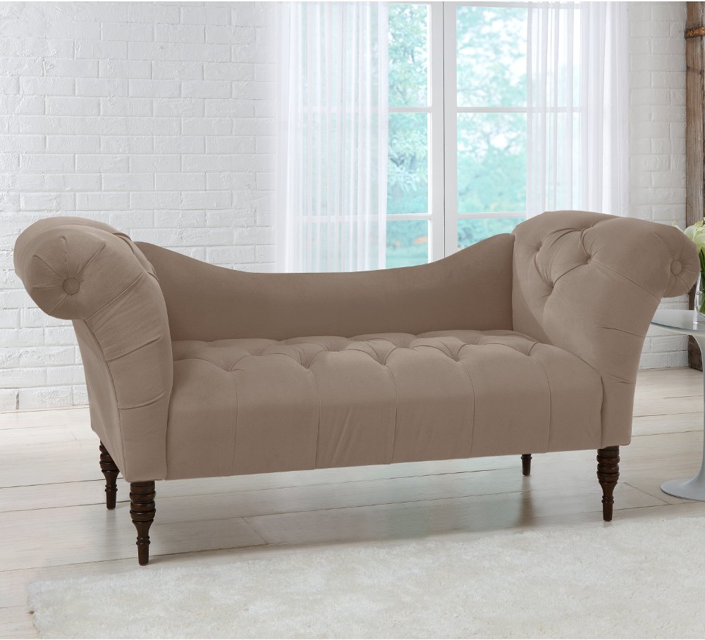 Edith Cocoa Brown Velvet Tufted Lounge Chaise - Skyline Furniture